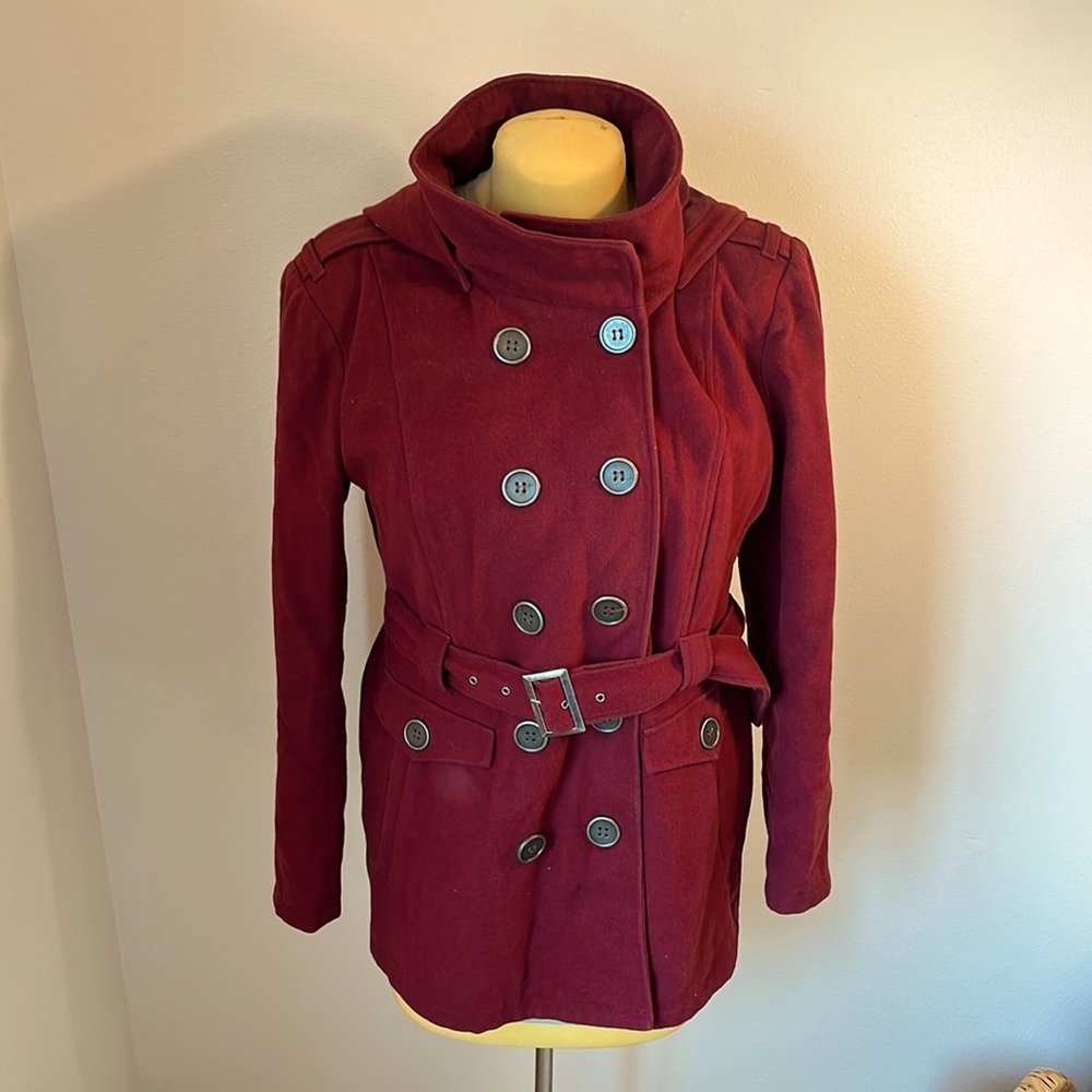 Red pea coat
